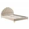 Postel ISADORA 160x200 béžová Velvet – čalouněná postel s čelem ve tvaru mušle