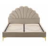 Postel ISADORA 160x200 béžová Velvet – čalouněná postel s čelem ve tvaru mušle