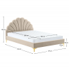 Postel ISADORA 160x200 béžová Velvet – čalouněná postel s čelem ve tvaru mušle