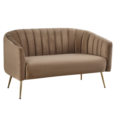 Designový 2-sed, hnědá Velvet látka/gold chrom-zlatý, BAGY Designový 2-sed, hnědá Velvet látka/gold chrom-zlatý, BAGY