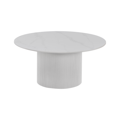 Konferenční stolek, bílý mramor/MDF, průměr 80 cm, MAHIR TYP 1