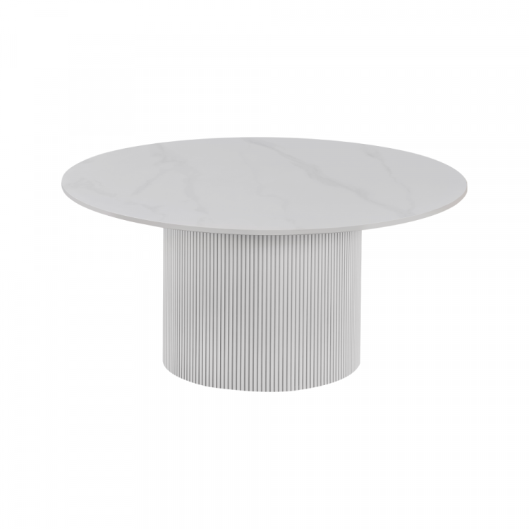 Konferenční stolek, bílý mramor/MDF, průměr 80 cm, MAHIR TYP 1