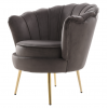 Křeslo ve stylu Art-deco, šedohnědá Velvet látka/gold chrom zlatý, NOBLEO Křeslo ve stylu Art-deco, šedohnědá Velvet látka/gold chrom zlatý, NOBLEO
