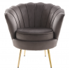 Křeslo ve stylu Art-deco, šedohnědá Velvet látka/gold chrom zlatý, NOBLEO Křeslo ve stylu Art-deco, šedohnědá Velvet látka/gold chrom zlatý, NOBLEO