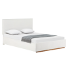 Postel NUVOLA 160x200 bílá Bouclé s úložným prostorem a roštem – čalouněná postel s vysokým čelem