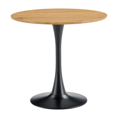Jídelní stůl, dub/černá, průměr 80 cm, REVENTON NEW
