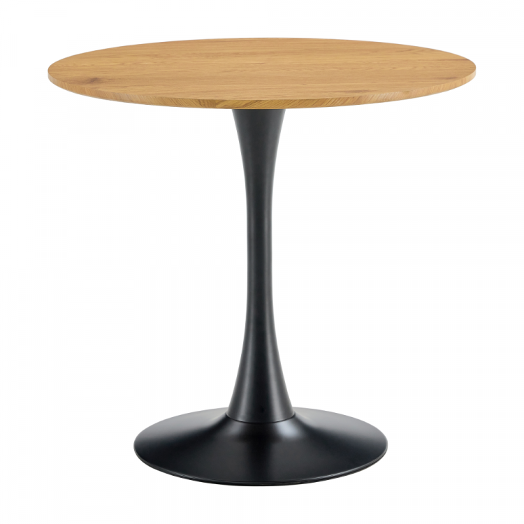 Jídelní stůl, dub/černá, průměr 80 cm, REVENTON NEW