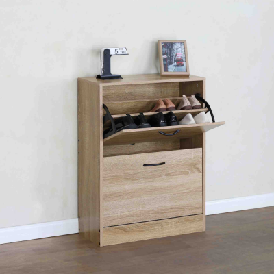 Botník BOTNIX dub – 2řadý výklopný botník s kompaktní hloubkou