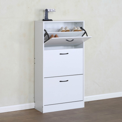 Botník BOTORIA bílý – 3řadý výklopný botník do úzké předsíně