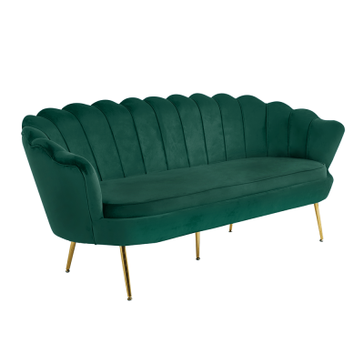 Luxusní pohovka, 3-sed, smaragdová Velvet látka/chrom zlatý, styl Art-deco, NOBLIN