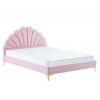 Postel ISADORA 140x200 růžová Velvet – čalouněná postel s čelem ve tvaru mušle