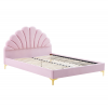 Postel ISADORA 140x200 růžová Velvet – čalouněná postel s čelem ve tvaru mušle