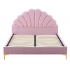Postel ISADORA 140x200 růžová Velvet – čalouněná postel s čelem ve tvaru mušle