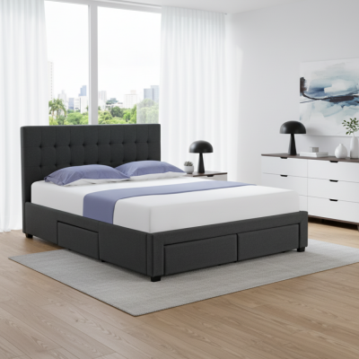 Manželská postel s roštem MILARA 180x200 s úložným prostorem. Šedá