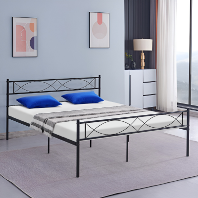 Kovová postel STELVIA 160x200 černá s roštem – elegantní postel na nožičkách