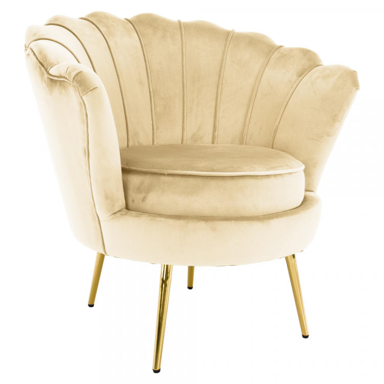 Křeslo ve stylu Art-deco, béžová Velvet látka/gold chrom zlatý, NOBLEO Křeslo ve stylu Art-deco, béžová Velvet látka/gold chrom zlatý, NOBLEO