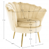 Křeslo ve stylu Art-deco, béžová Velvet látka/gold chrom zlatý, NOBLEO Křeslo ve stylu Art-deco, béžová Velvet látka/gold chrom zlatý, NOBLEO