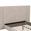 Postel ALTESA 160x200 béžová Velvet s LED osvětlením a roštem – čalouněná postel s vysokým čelem