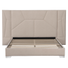 Postel ALTESA 160x200 béžová Velvet s LED osvětlením a roštem – čalouněná postel s vysokým čelem