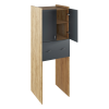 Skříňka nad pračku NATALI dub artisan/grafit – vysoký úložný prostor s policemi a šuplíkem