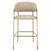 Designová barová židle DASMIN béžová velvet/gold chrom – elegantní barová židle s prošíváním