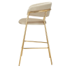 Designová barová židle DASMIN béžová velvet/gold chrom – elegantní barová židle s prošíváním