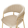 Designová barová židle DASMIN béžová velvet/gold chrom – elegantní barová židle s prošíváním