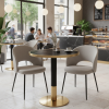 Jídelní bistro stůl, černý mramor/černá/zlatá, průměr 80 cm, OREN