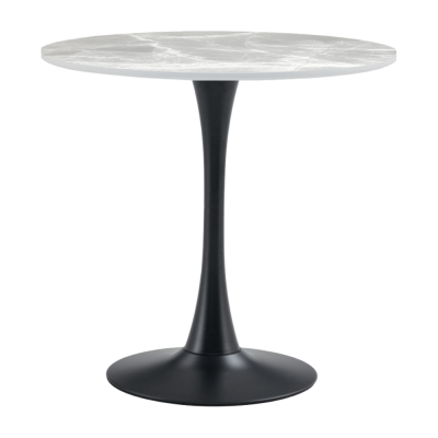 Jídelní stůl, šedý mramor/černá, průměr 90 cm, LORIAN TYP 1
