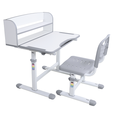 Rostoucí dětský psací stůl se židlí ZION šedá/bílá – ergonomický set