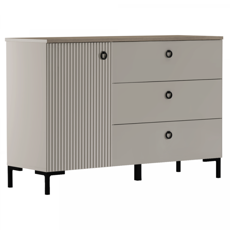 Komoda, šedohnědá Taupe/dub silverjack, DOMCA 1D3S Komoda, šedohnědá Taupe/dub silverjack, DOMCA 1D3S