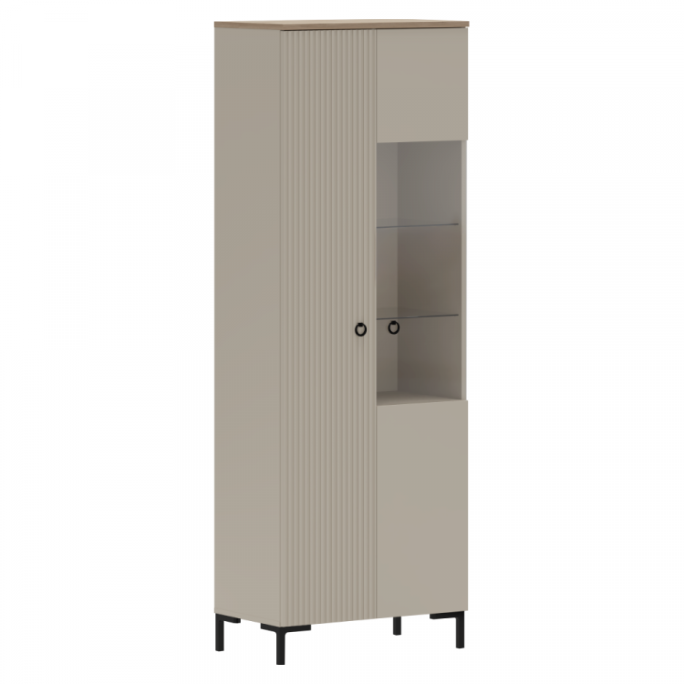 Vitrína, šedohnědá Taupe/dub silverjack, DOMCA 1D1W Vitrína, šedohnědá Taupe/dub silverjack, DOMCA 1D1W