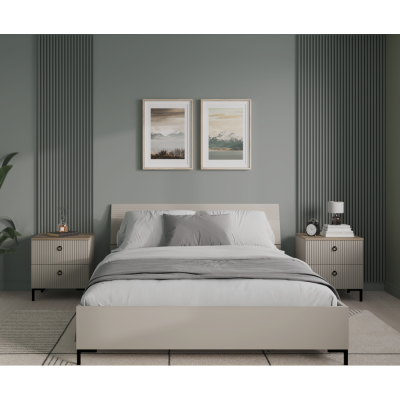 Manželská postel DOMCA 160x200 šedohnědá Taupe – postel s úložným prostorem a lamelovým roštem