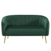 Designový 2-sed, tmavě zelená Velvet látka/gold chrom-zlatý, BAGY