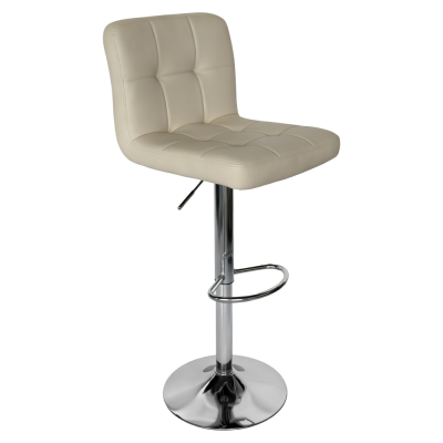 Barová židle KANDY béžová ekokůže/chrom – výškově nastavitelná, otočná, nosnost 100 kg