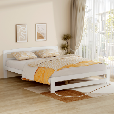 Postel AZRA 160x200 bílá – jednoduchá dřevěná postel s roštem