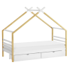 Montessori postel TARA 90x200 bílá/hnědá – domečková postel se zásuvkami