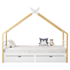 Montessori postel TARA 90x200 bílá/hnědá – domečková postel se zásuvkami