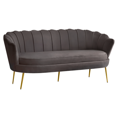 Luxusní pohovka, 3-sed, šedá Velvet látka/zlatá, Art-deco, NOBLEO TYP 2