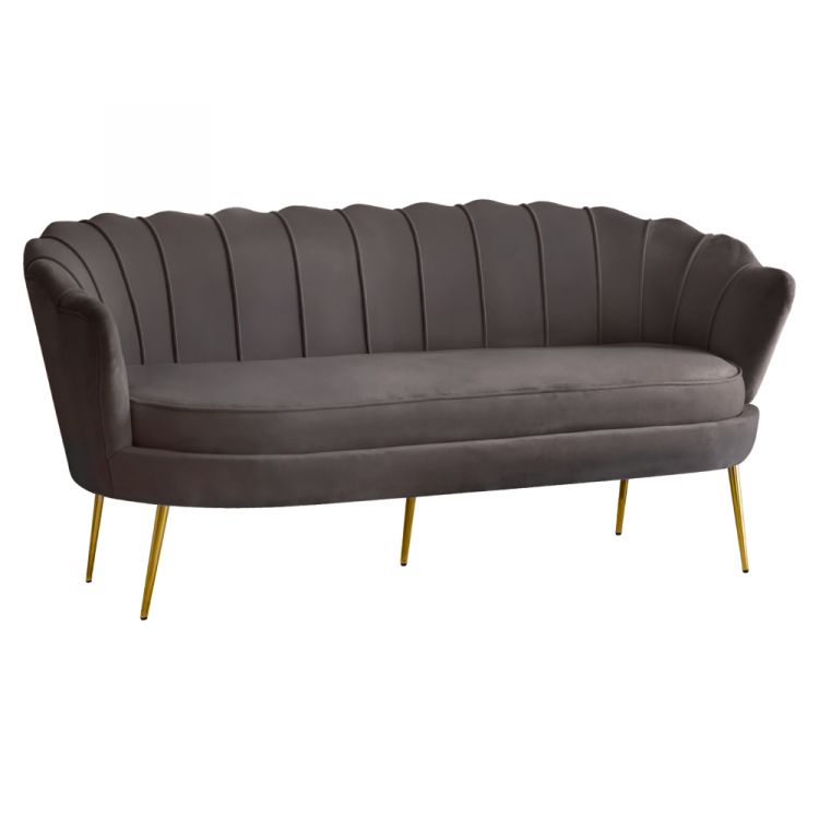 Luxusní pohovka, 3-sed, šedá Velvet látka/zlatá, Art-deco, NOBLEO TYP 2 Luxusní pohovka, 3-sed, šedá Velvet látka/zlatá, Art-deco, NOBLEO TYP 2
