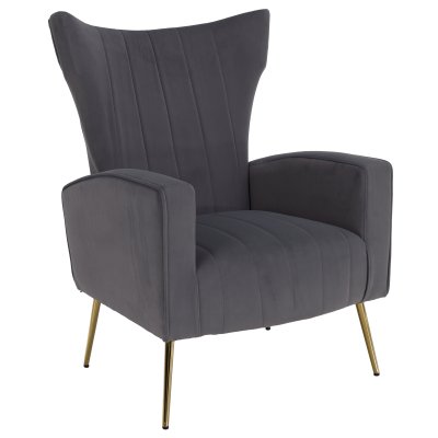 Relaxační křeslo, šedá Velvet látka, BARET