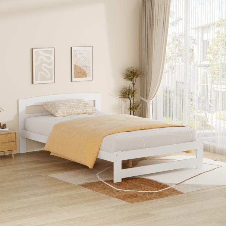 Postel AZRA 120x200 bílá – jednoduchá dřevěná postel s roštem