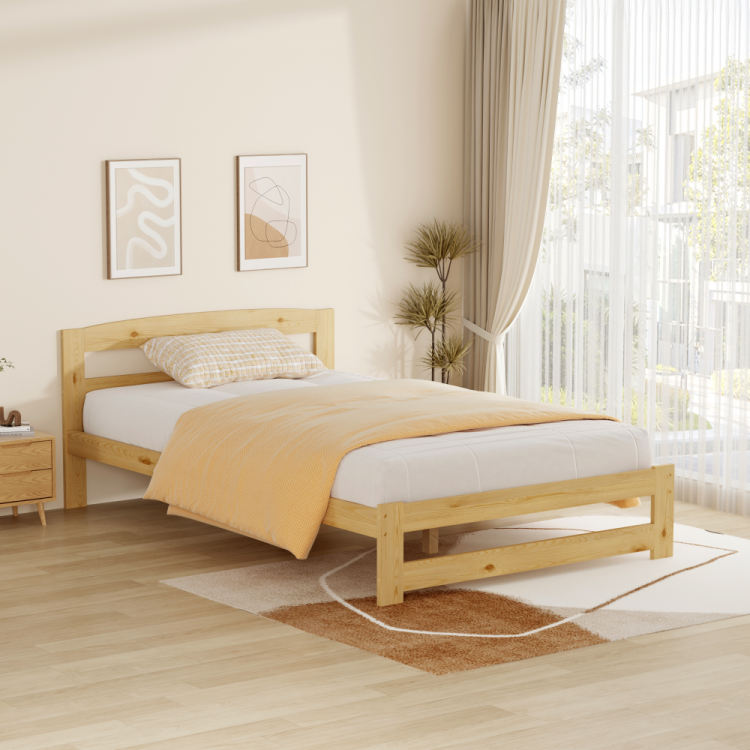 Postel AZRA 120x200 přírodní – jednoduchá dřevěná postel s roštem