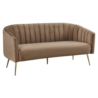 Designový 3-sed, hnědá Velvet látka/gold chrom-zlatý, BAGY Designový 3-sed, hnědá Velvet látka/gold chrom-zlatý, BAGY