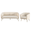 Designový 3-sed, béžová Velvet látka/gold chrom-zlatý, BAGY