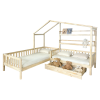 Dětská postel ENOLA 90x200 + 70x140 přírodní – domečková rohová postel pro dvě děti