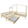 Dětská postel ENOLA 90x200 + 70x140 přírodní – domečková rohová postel pro dvě děti