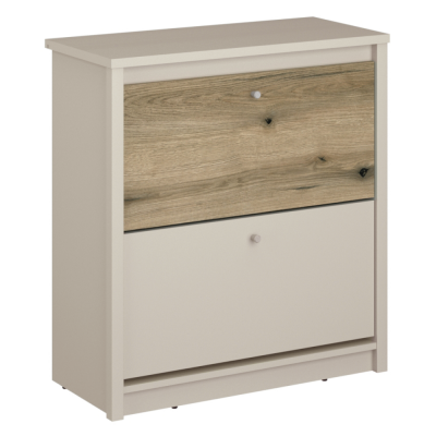 Výklopný botník KAROS kašmír/dub evoke – botník se dvěma výklopnými zásuvkami