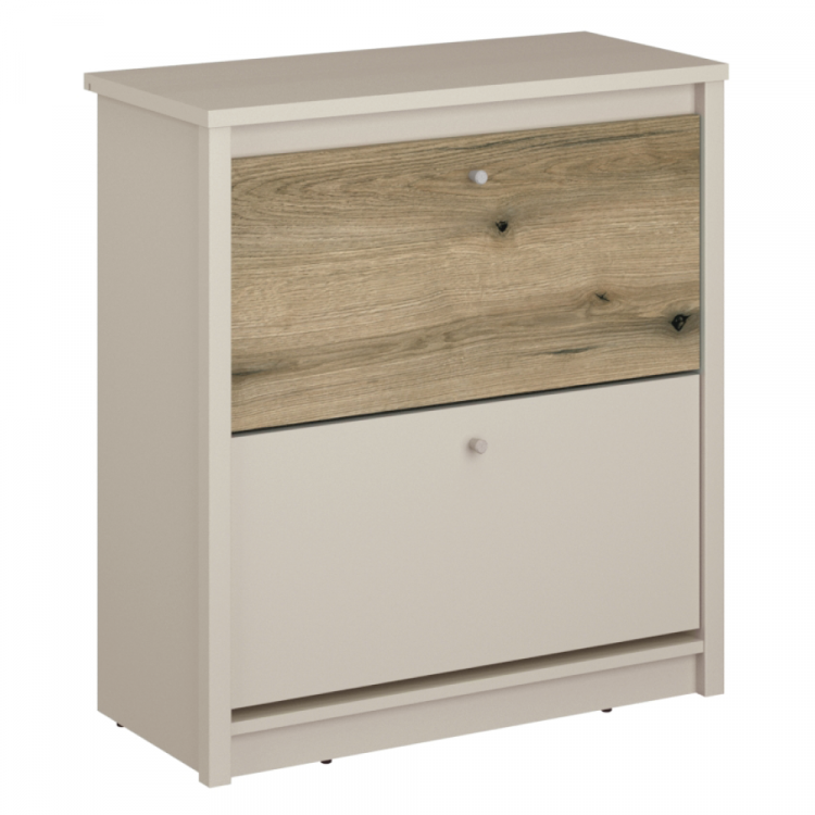 Výklopný botník KAROS kašmír/dub evoke – botník se dvěma výklopnými zásuvkami