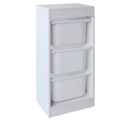 Regál s úložnými boxy, bílá, DUVAN Regál s úložnými boxy, bílá, DUVAN